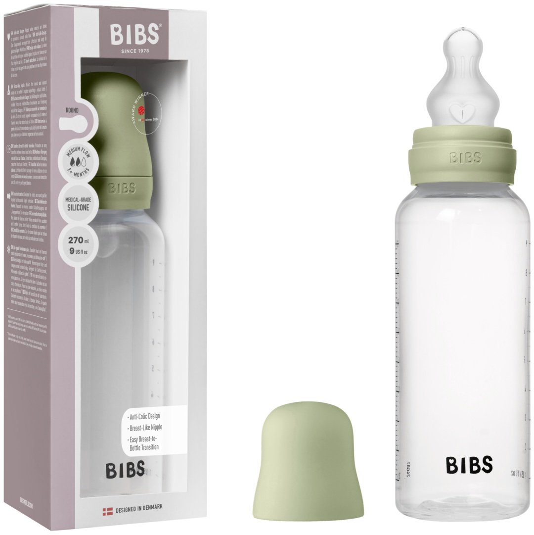 Бутылочка BIBS для кормления Sage, средний поток 270 мл зеленый купить,0