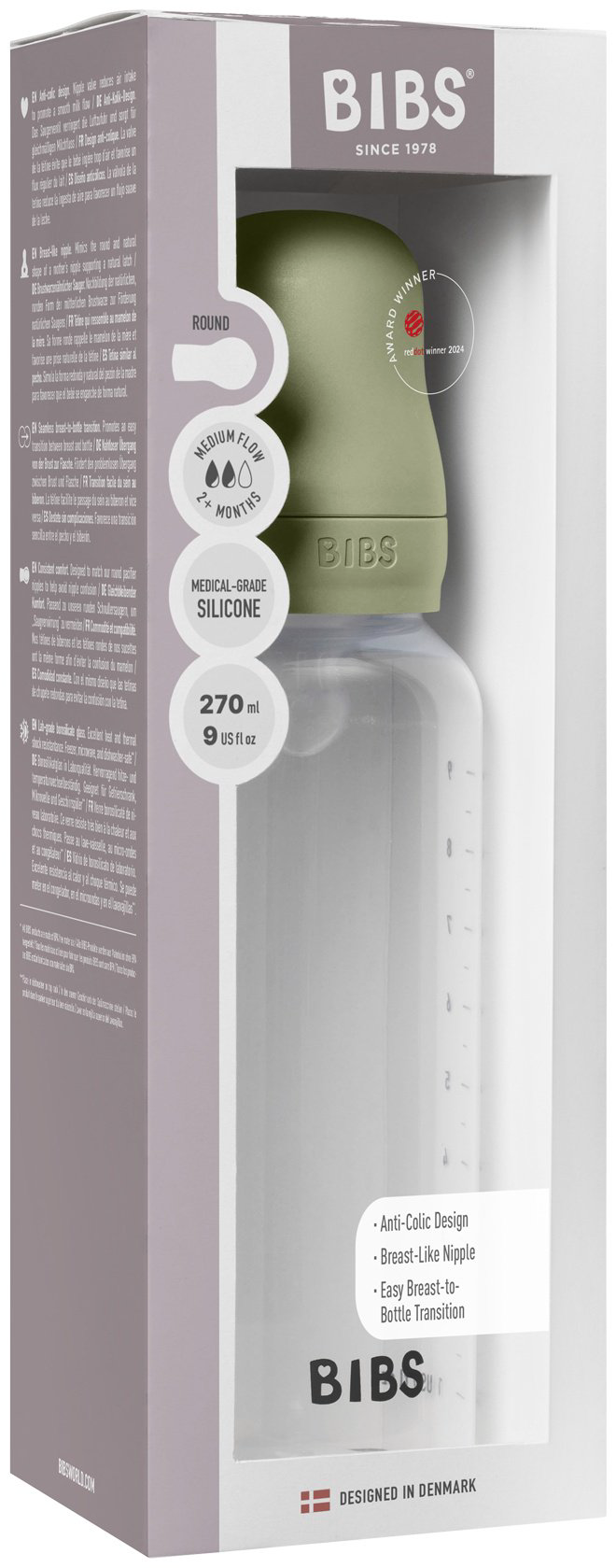 Бутылочка BIBS для кормления Sage, средний поток 270 мл зеленый - ForteMarket Бутылочка BIBS для кормления Sage, средний поток 270 мл зеленый купить,7790