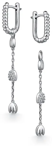 Серьги АЛЬКОР 02-4945_00КЦ-00 вес 3.9 г серебро, фианит купить,44560