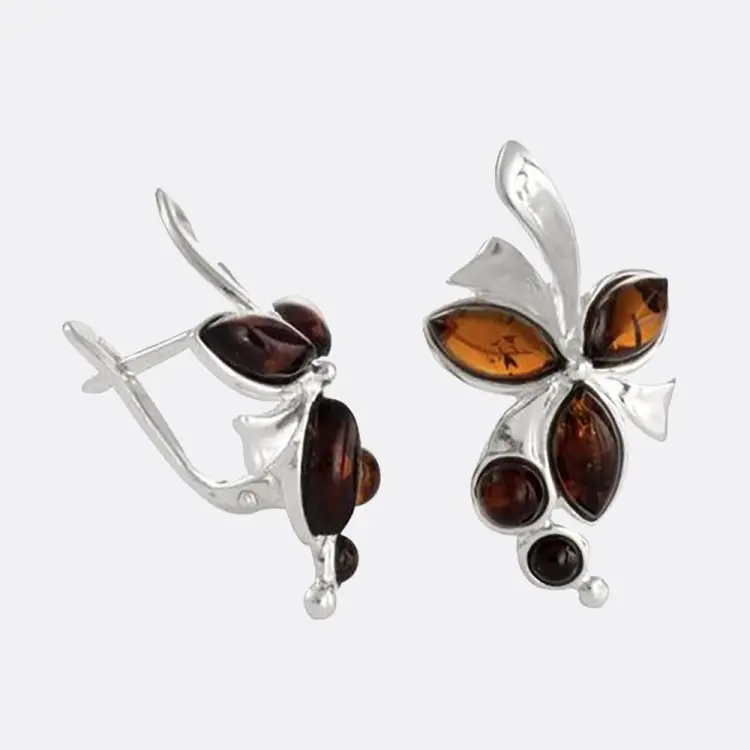 Серьги AMBER TEAM 929041094aa вес 5 г серебро, янтарь купить,42400