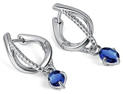 Серьги АЛЬКОР 02-5785_0ГТС-00 вес 4.7 г серебро, синтетический сапфир купить,51200