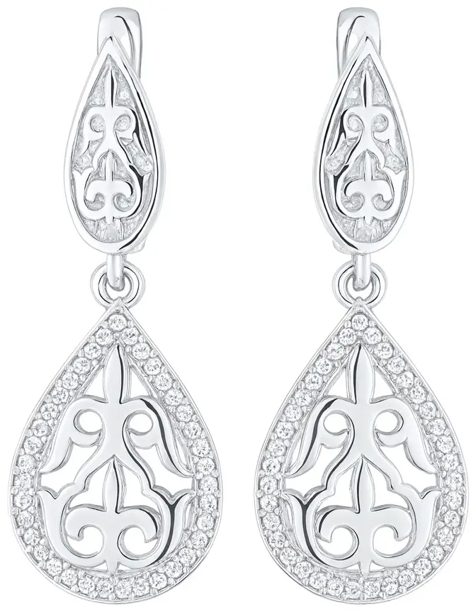 Серьги Кристалл-L С-2583-01-1 вес 8 г серебро, фианит купить,32800