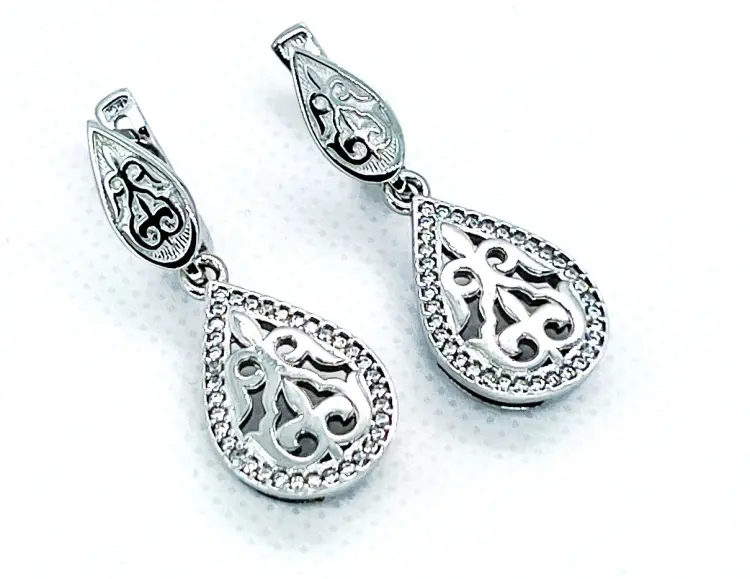 Серьги Кристалл-L С-2583-01-1 вес 8 г серебро, фианит купить,32800