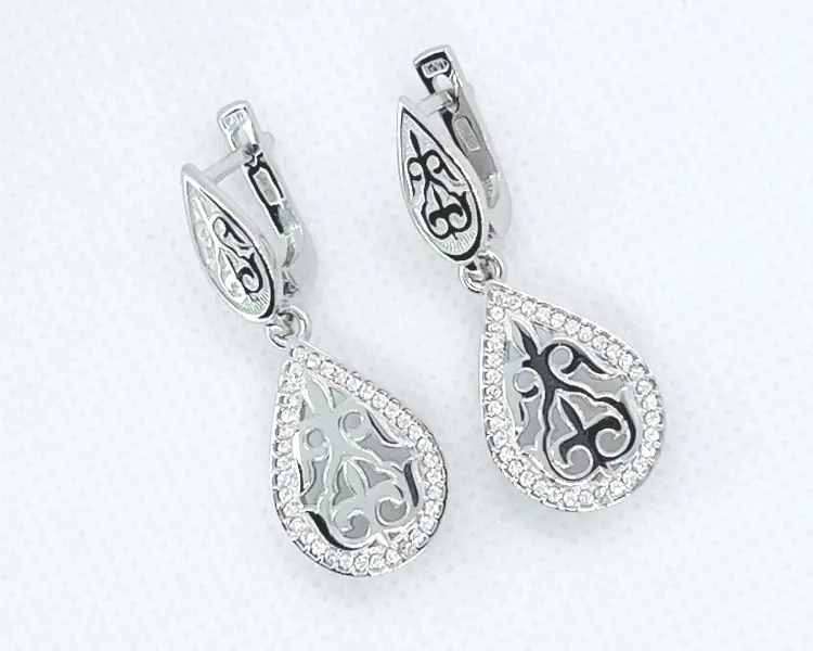 Серьги Кристалл-L С-2583-01-1 вес 8 г серебро, фианит купить,32800