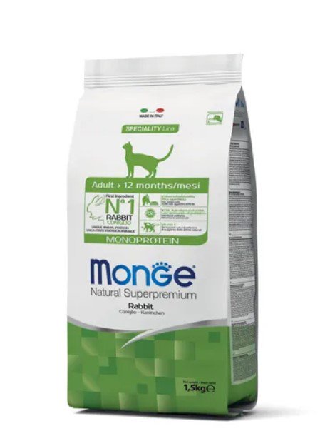 Сухой корм Monge Cat Monoprotein Adult Монопротеиновый с кроликом 1,5кг