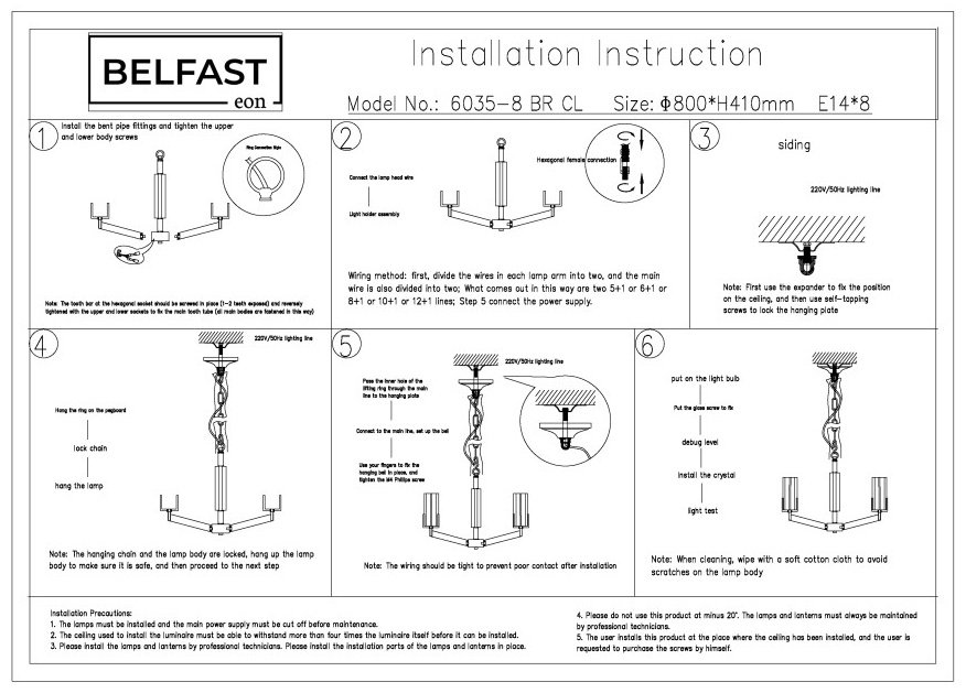 Люстра подвесная Belfast E14, кол-во ламп: 8 шт купить,NaN