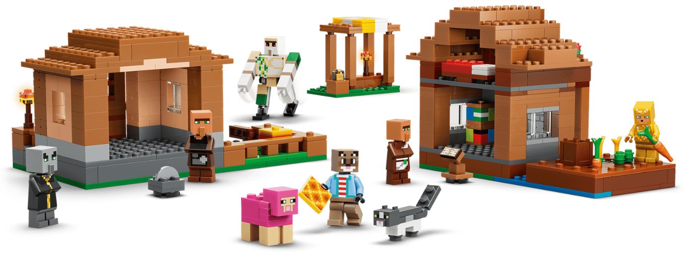 Конструктор LEGO Minecraft Нападение вызывателя на деревню 21596, деталей 607 шт