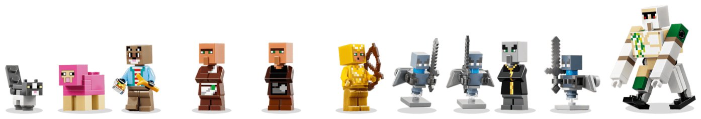 Конструктор LEGO Minecraft Нападение вызывателя на деревню 21596, деталей 607 шт