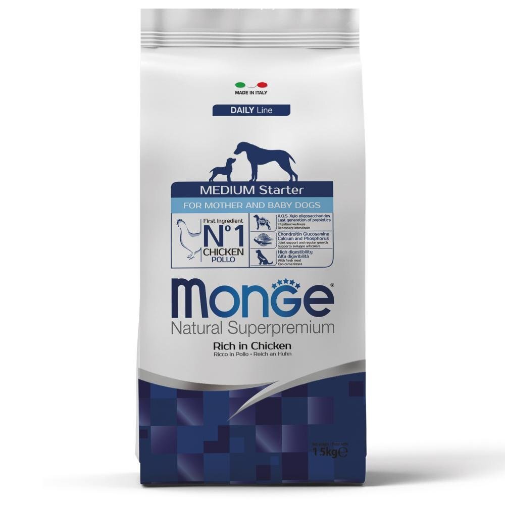 Сухой корм Monge Dog Breeder Medium Starter с курицей 15кг