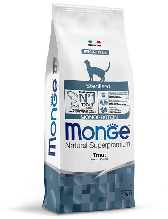 Сухой корм Monge Cat Sterilized монопротеиновый с форелью 10кг