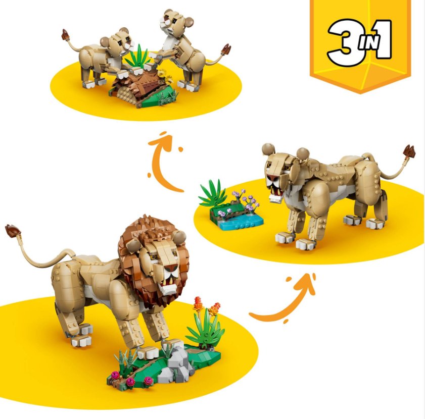 Конструктор LEGO Creator 3в1 лев 31386, деталей 839 шт купить,59906