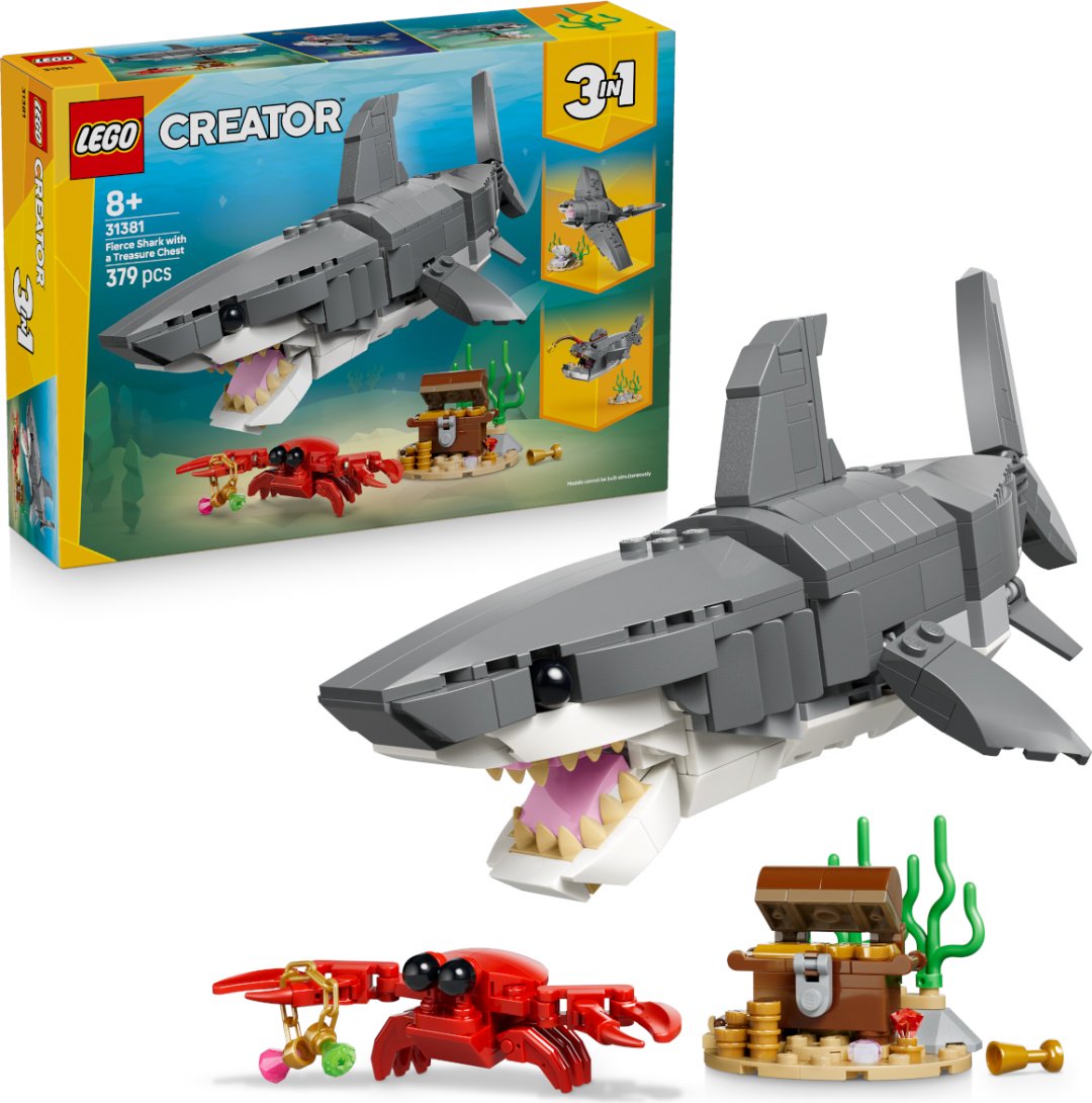 Конструктор LEGO Злобная акула и сундук с сокровищами 31381, деталей 379 шт