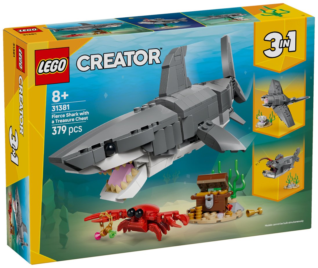 Конструктор LEGO Злобная акула и сундук с сокровищами 31381, деталей 379 шт