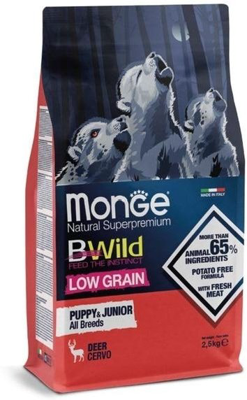 Сухой корм Monge BWild Low Grain P&J низкозерновой с олениной 2,5кг купить,19450