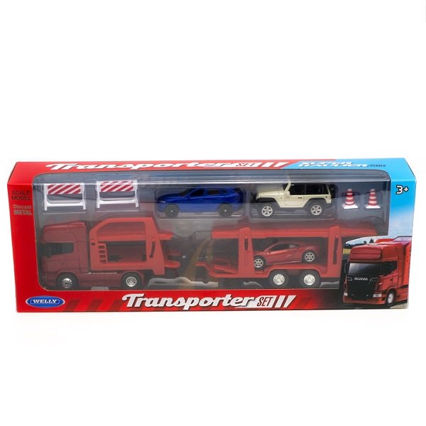 Игровой набор Welly автовоз с 3 машинами 68023B купить,NaN