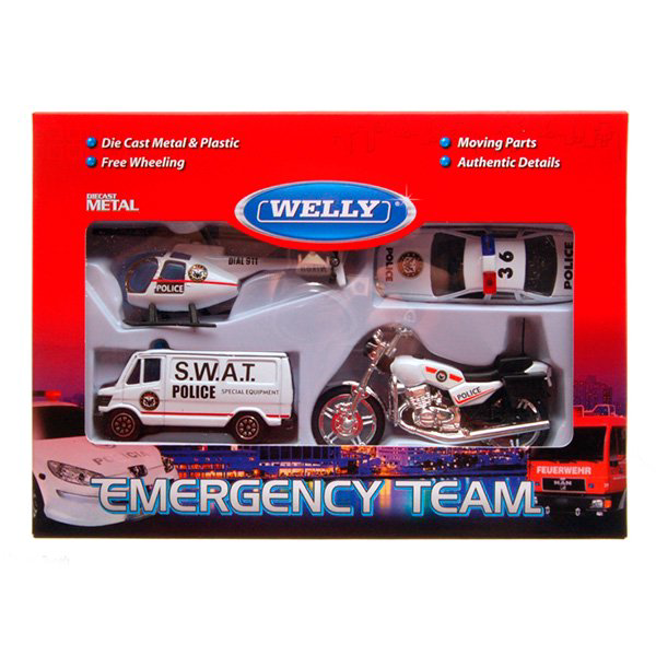 Игровой набор Welly Служба спасения полиция 4шт 98630-4A купить,NaN