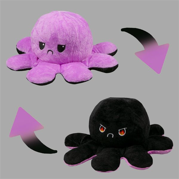 Мягкая игрушка Octopus Осьминог-перевертыш 30см фиолетовая-чёрная купить,NaN