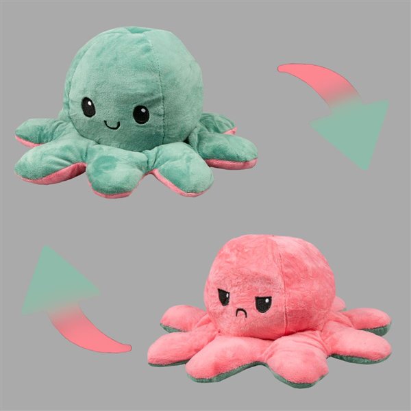 Мягкая игрушка Octopus Осьминог-перевертыш 30см светло-розовая-тёмно-зелёная купить,NaN