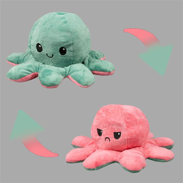 Мягкая игрушка Octopus Осьминог-перевертыш 30см светло-розовая-тёмно-зелёная купить,NaN