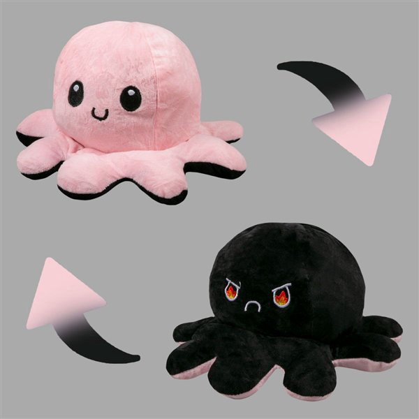 Мягкая игрушка Octopus  Осьминог-перевертыш 30см розовая-чёрная купить,NaN