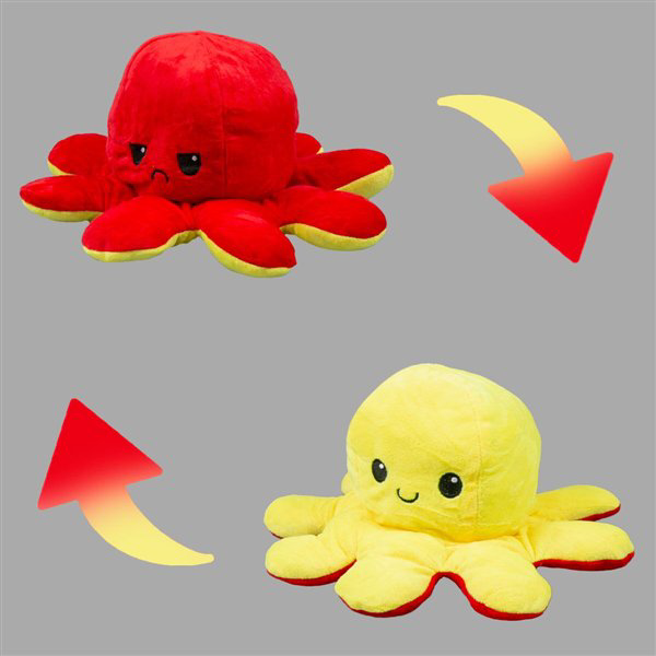 Мягкая игрушка Octopus Осьминог-перевертыш 30см жёлтая-красная купить,NaN