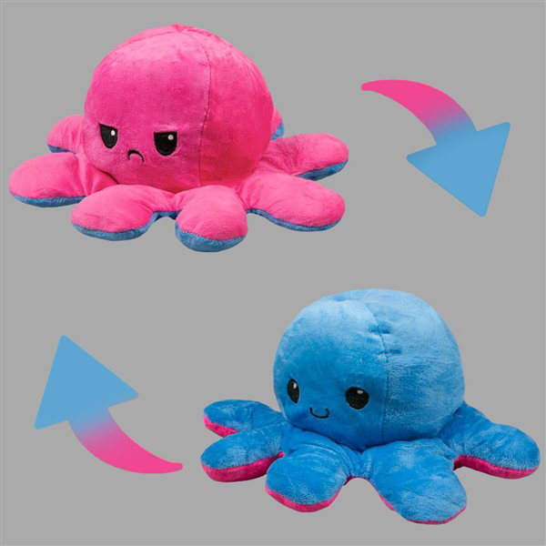 Мягкая игрушка Octopus  Осьминог-перевертыш 30см тёмно-голубая-тёмно-розовая купить,NaN