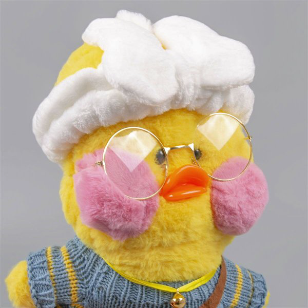 Мягкая игрушка Lalafan Утка жёлтая-голубая-коричневая 30см купить,NaN