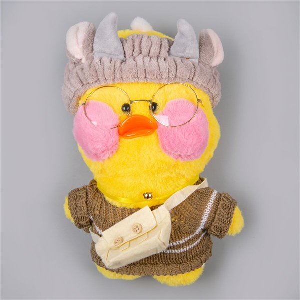 Мягкая игрушка Lalafan Утка жёлтая-хаки-бежевая 30см купить,NaN