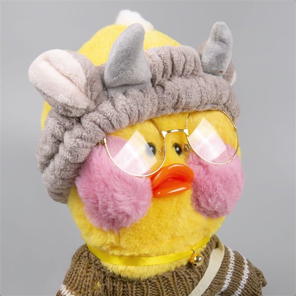 Мягкая игрушка Lalafan Утка жёлтая-хаки-бежевая 30см купить,NaN