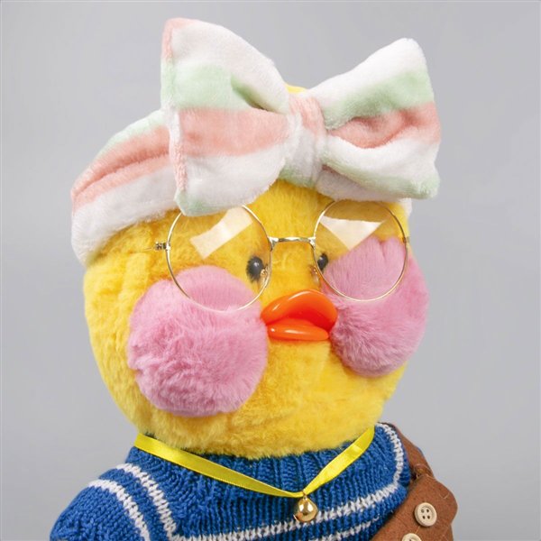 Мягкая игрушка Lalafan Утка жёлтая-синяя-коричневая 30см купить,NaN