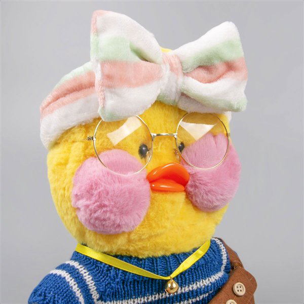 Мягкая игрушка Lalafan Утка жёлтая-синяя-коричневая 30см купить,NaN