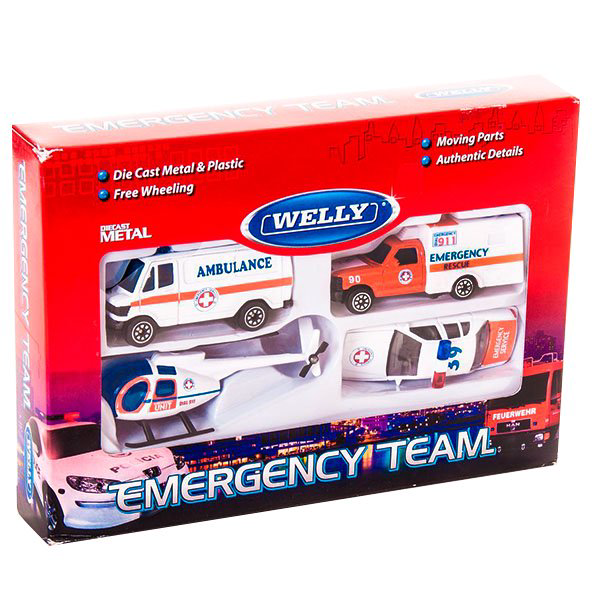 Игровой набор Welly Служба спасения скорая помощь 4шт 98630-4B купить,NaN