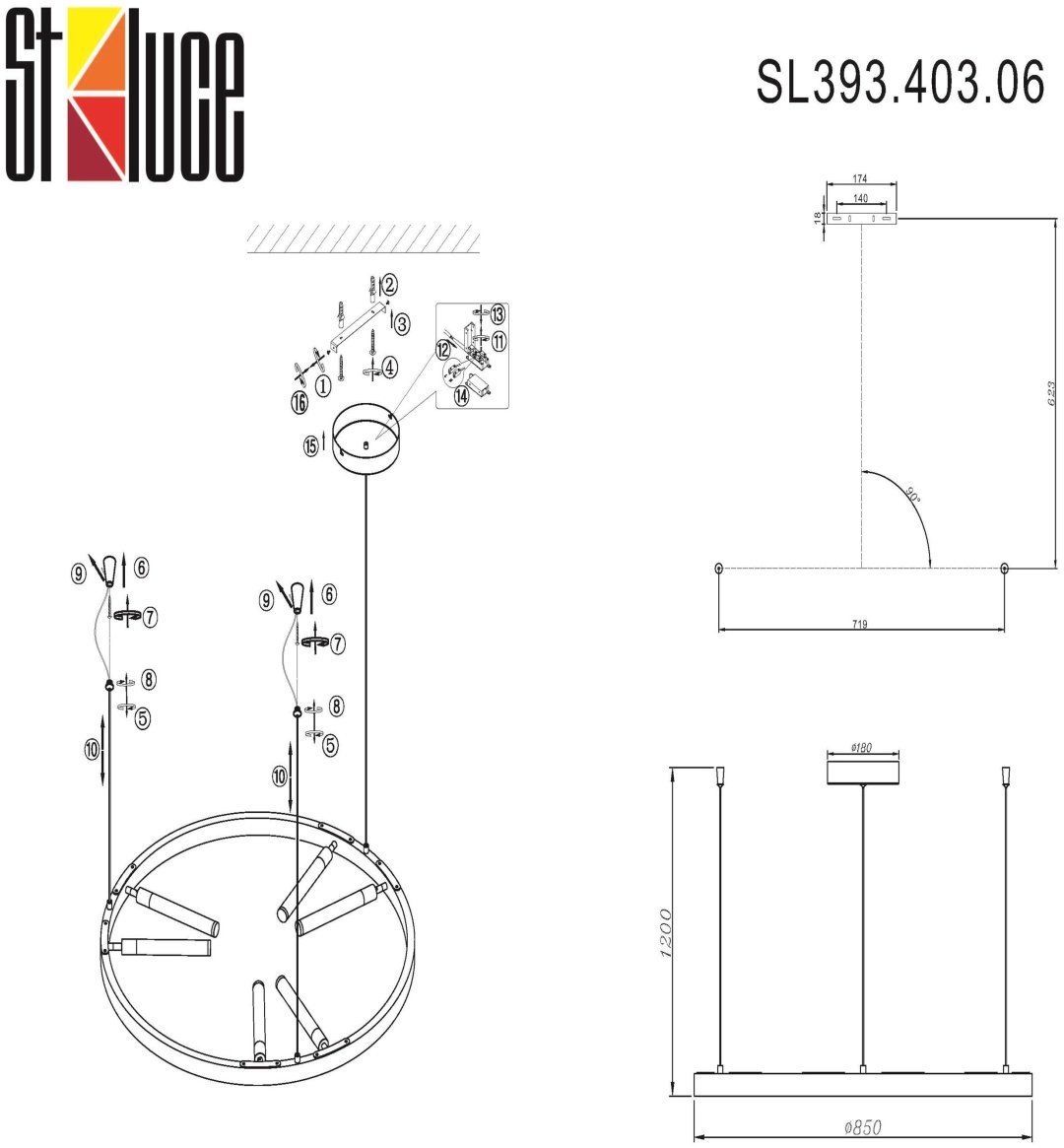 Люстра подвесная ST Luce LED, кол-во ламп: 6 шт купить,NaN