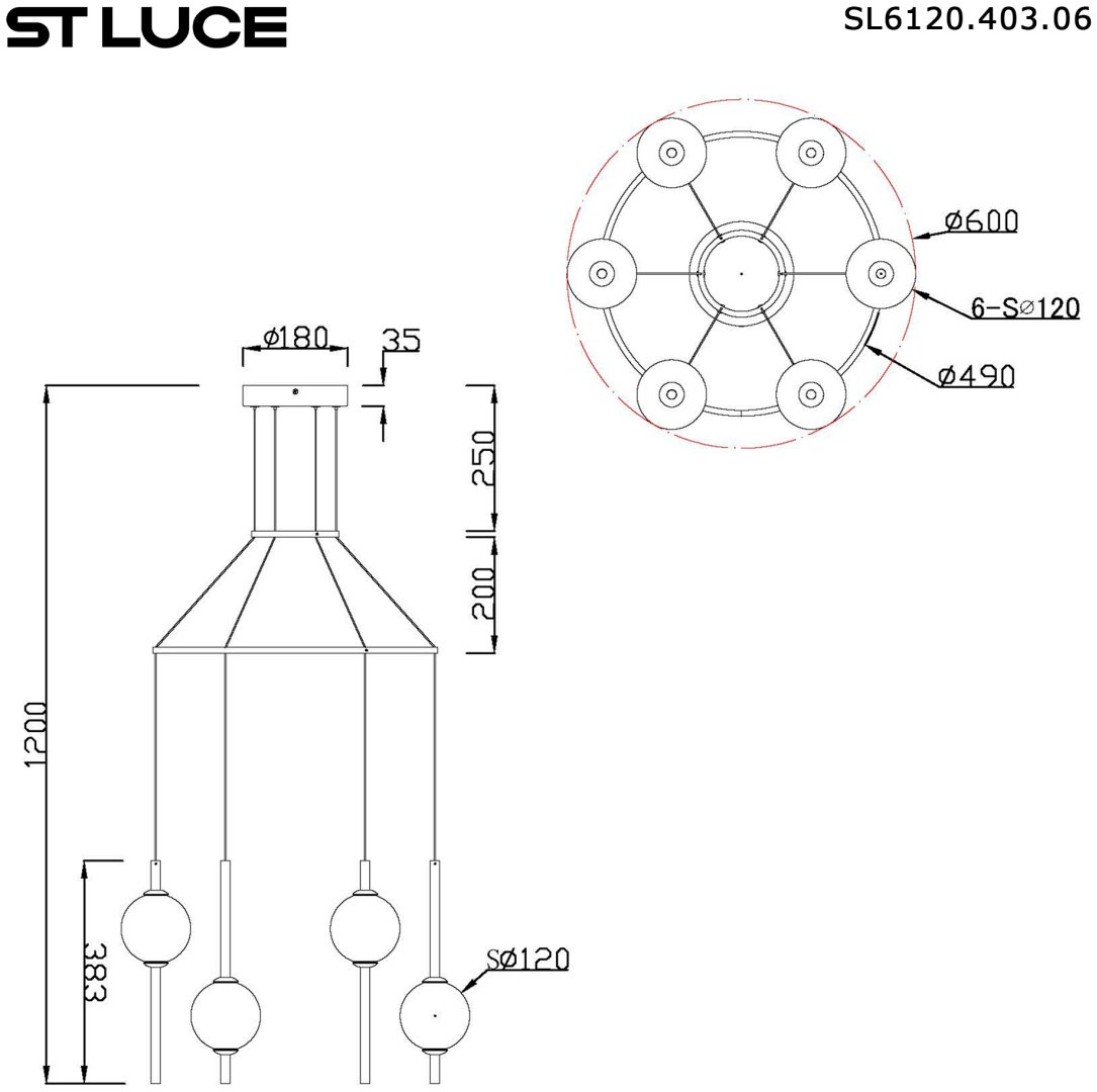 Люстра подвесная ST Luce LED, кол-во ламп: 6 шт купить,NaN