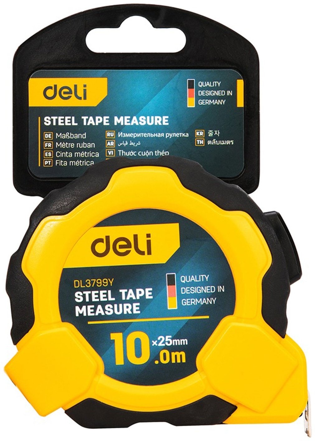 DELI рулетка строительная DL3799Y, 10 м х 25 мм купить,NaN