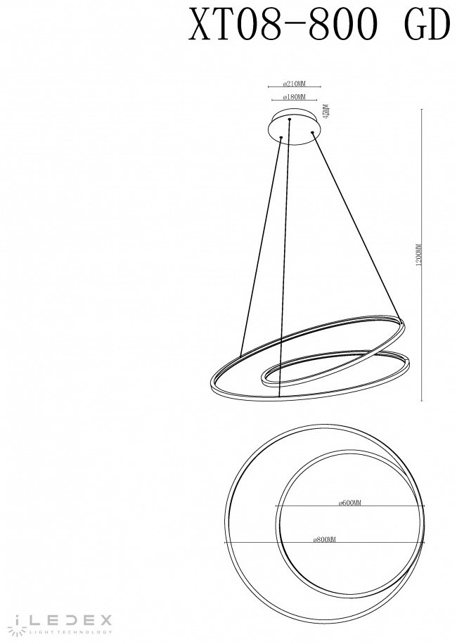 Люстра подвесная iLedex LED, кол-во ламп: 1 шт купить,NaN