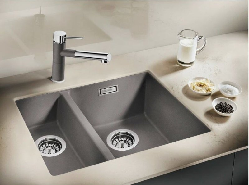 Кухонная мойка Blanco Subline 340/160-U RH вулканический серый (527346) 55.5х46х19 см, искусственный гранит, тон вулканический серый