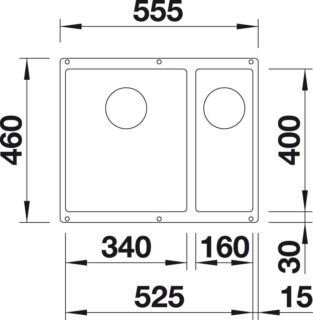 Кухонная мойка Blanco Subline 340/160-U RH вулканический серый (527346) 55.5х46х19 см, искусственный гранит, тон вулканический серый