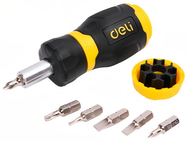 DELI отвертка с насадками DL636182N SL5х38 мм, PH1х38 мм