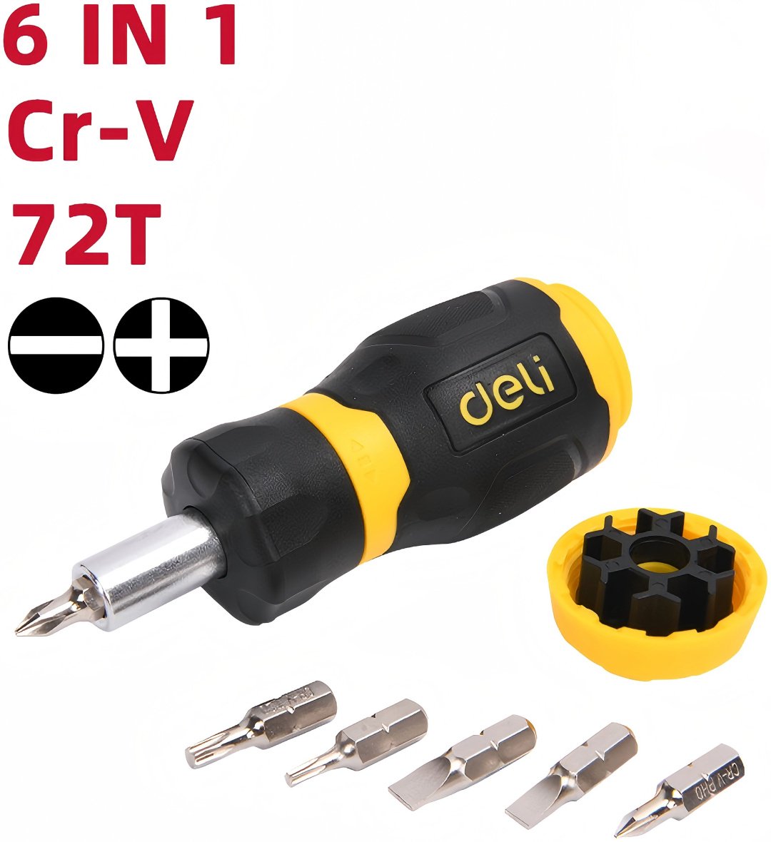 DELI отвертка с насадками DL636182N SL5х38 мм, PH1х38 мм