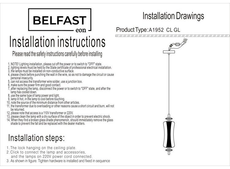 Люстра подвесная Belfast LED, кол-во ламп: 1 шт купить,NaN