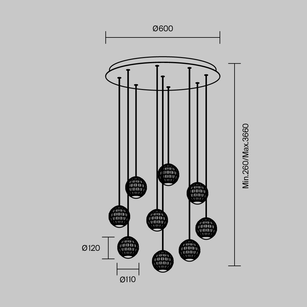 Люстра подвесная Maytoni LED, кол-во ламп: 9 шт купить,NaN