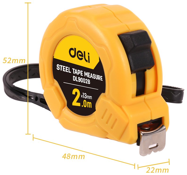 DELI рулетка строительная DL9002B, 2 м х 13 мм