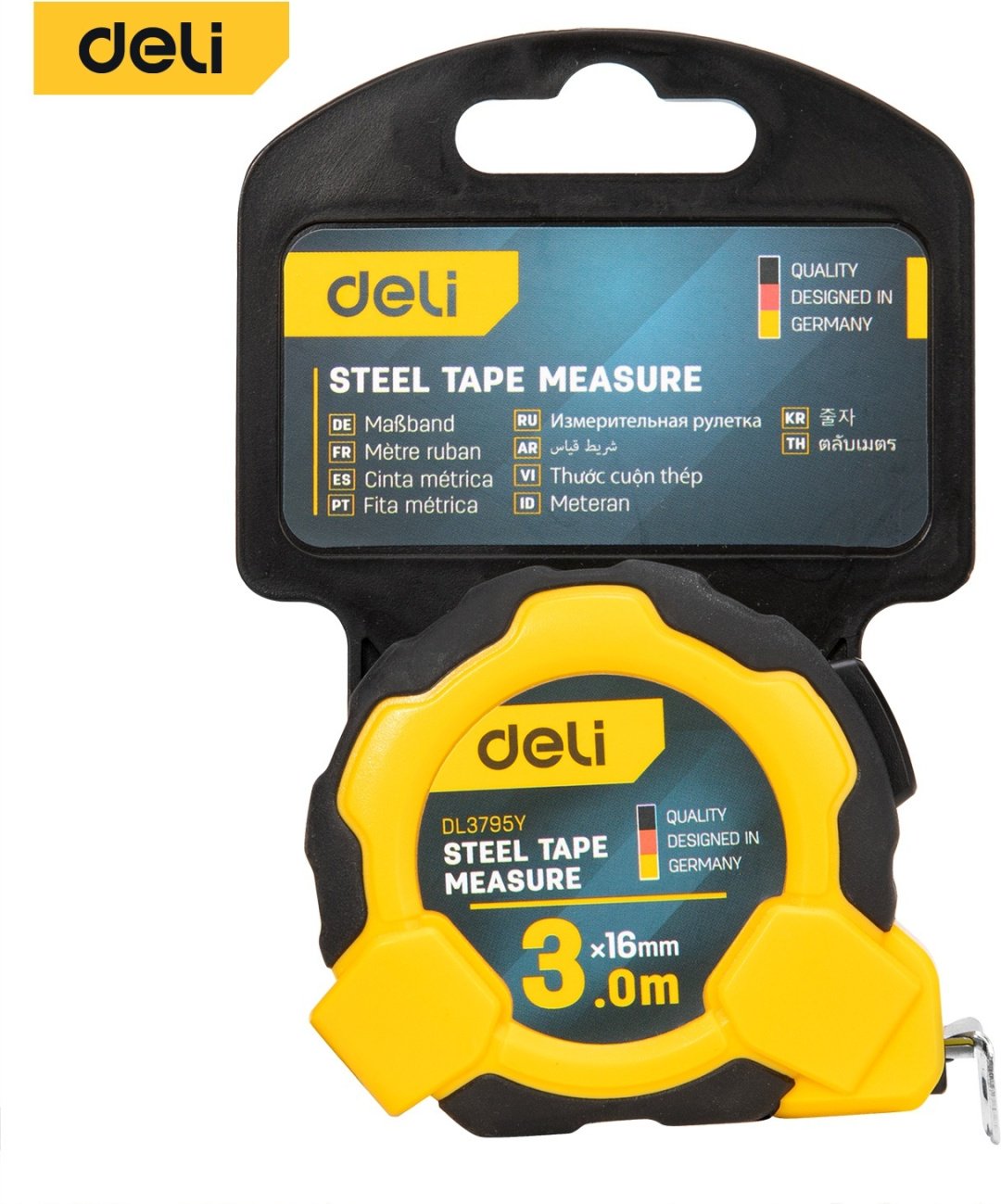 DELI рулетка строительная EDL3795Y, 3 м х 16 мм купить,1140
