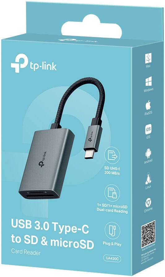 Картридер TP-LINK UA430C USB Type-C для SD, SDHC, SDXC, microSD, micro SDHC, micro SDXC купить,8698