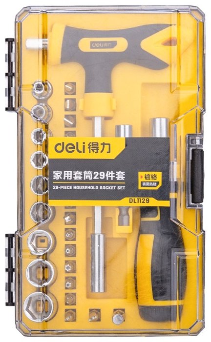 DELI отвертка с насадками реверсивная, с магнитным наконечником DL1129 PH1х25 мм