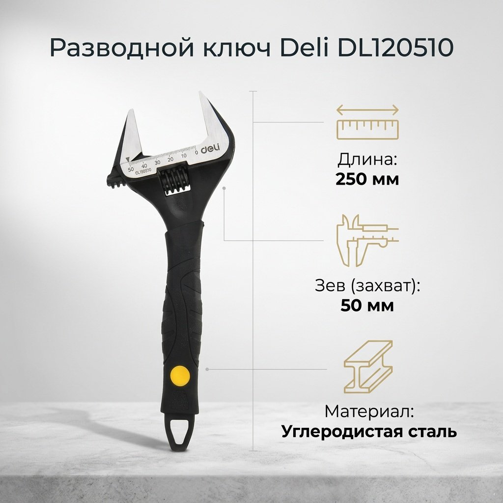 Ключ разводной DELI DL120510 купить,8000