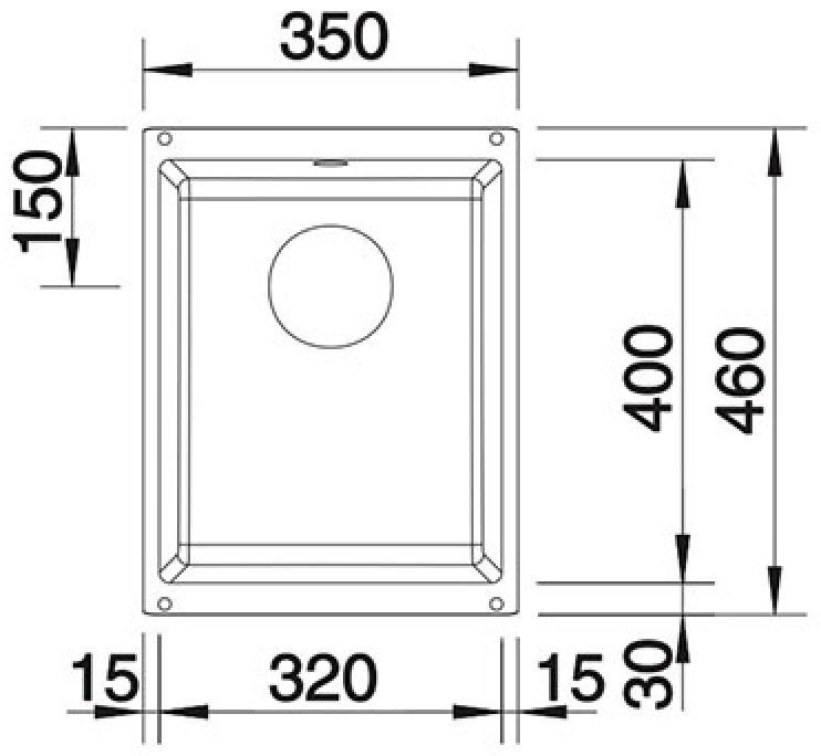 Кухонная мойка Blanco Subline 320-U антрацит (523406) 35х46х19 см, искусственный камень, тон антрацит купить,182574
