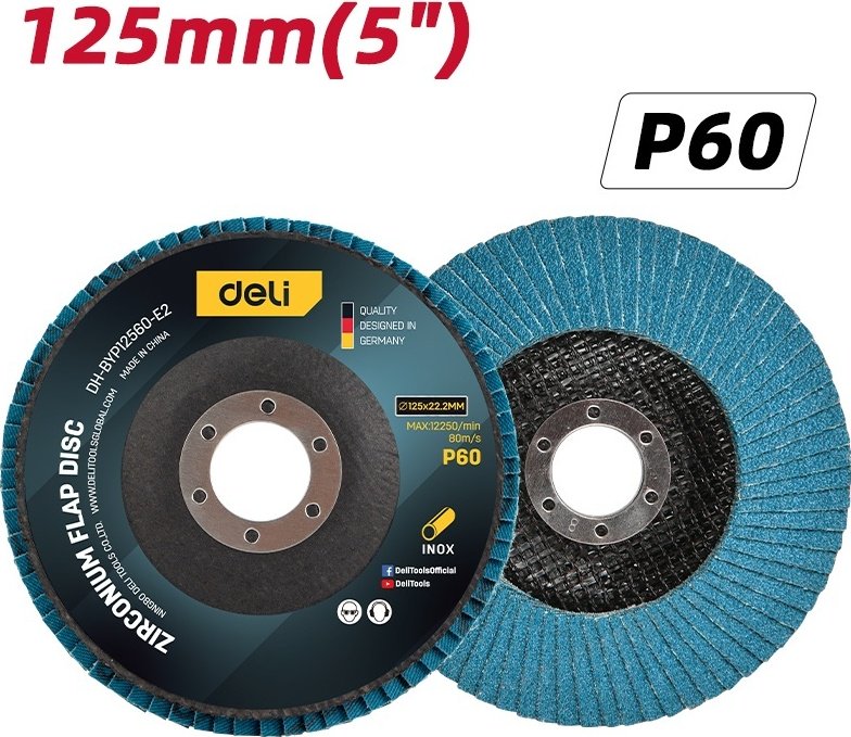 DELI лепестковый диск EDH-BYP12560-E2 124x22.2 мм 1 шт купить,NaN