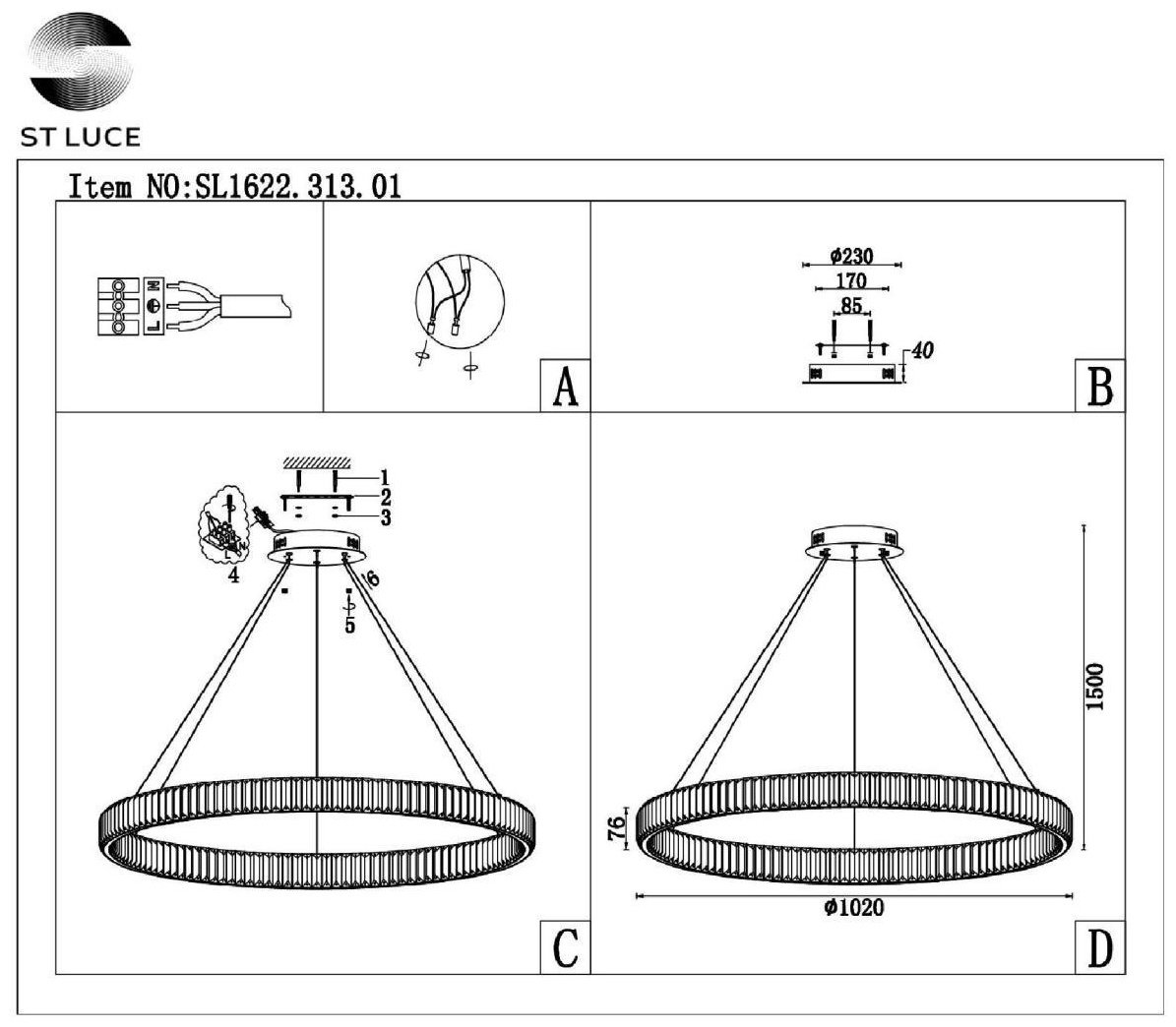 Люстра подвесная ST Luce LED, кол-во ламп: 1 шт купить,NaN